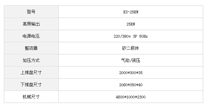 高周波浴簾機的技術(shù)參數(shù)